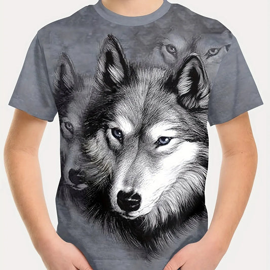 Children's Clothing Boys Tshirt Short Sleeve Cool 3D Wolf Print Kids Summer Clothes Stylish Streetwear Round Neck Girl Clothes﻿