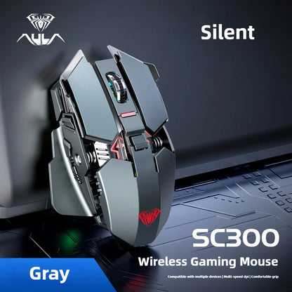 SC300 Wireless Mechanical Gaming Mouse Ergonomic RGB Backlit Rechargeable DPI Adjustable Silent Mice for Desktop Laptop Tablet