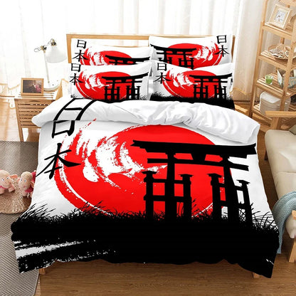 Juego de funda nórdica con pintura de bambú, ropa de cama de estilo chino, conjunto juvenil de lino para cama Queen Size, funda para edredón, ropa de cama de moda