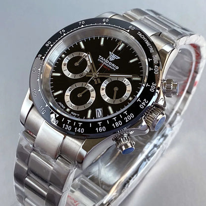 Luxury VK63 Men's Watch Quartz Movement Business Stop Watches 39mm Steel/Rose Gold Date Luminous Dial Fully Chronograph