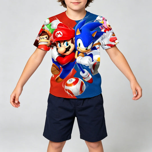 Men T Shirt Women Tee Boys Girls Top Adults Children Parent Child quick dry kid Tshirts Sonic Cartoon Anime Game 3D Print Tops