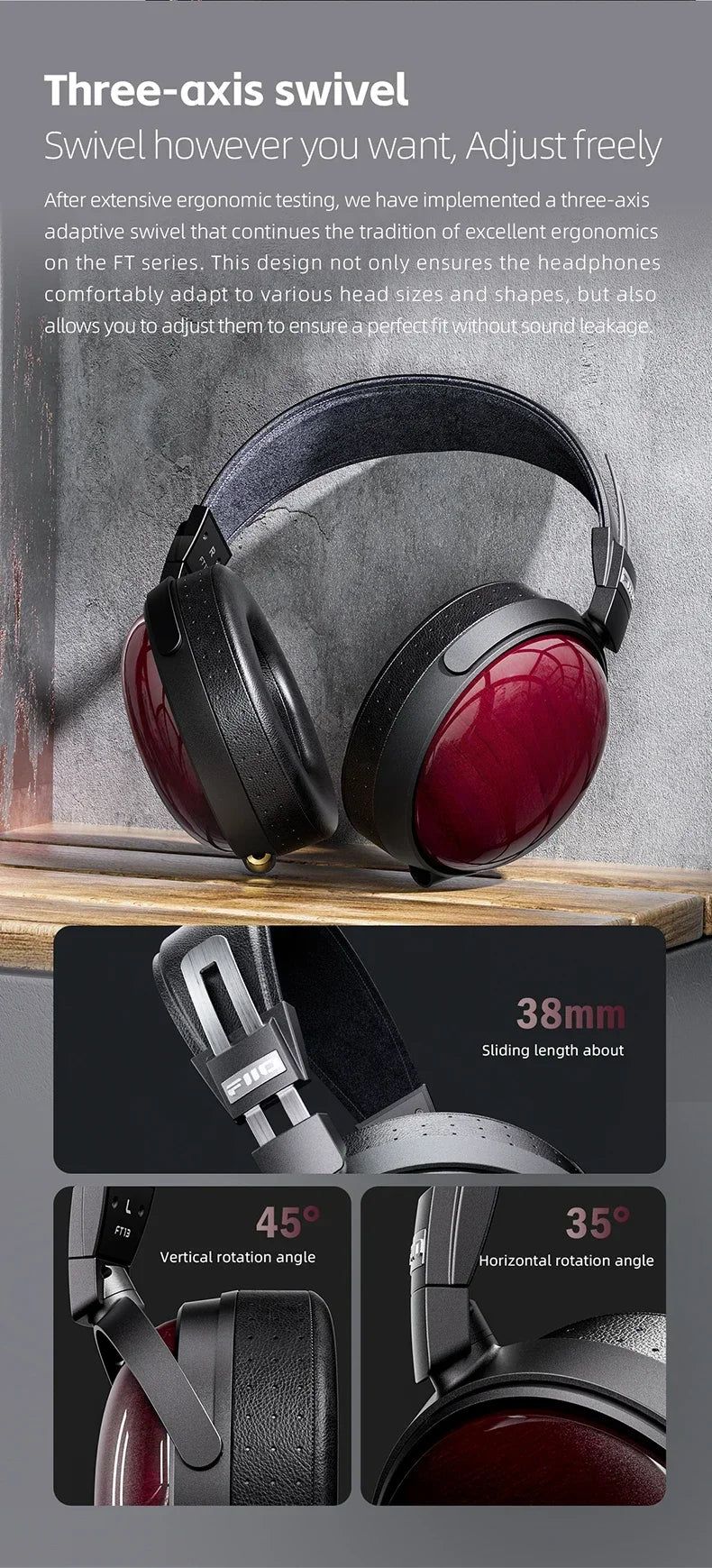 FiiO FT13 Audiophile Closed-Back Headphones Hi-Res Audio Wired HiFi Headphone