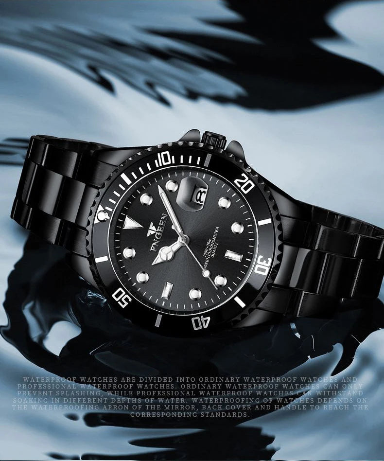 Orologio da polso al quarzo FNGEEN Son Brand di BINBOND con bracciale in acciaio inossidabile da uomo, luminescente e impermeabile, di lusso.