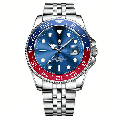 QINGXIYA Montres de luxe à quartz pour homme en acier inoxydable, étanches, avec date luminescente, montre-bracelet pour homme, reloj hombre