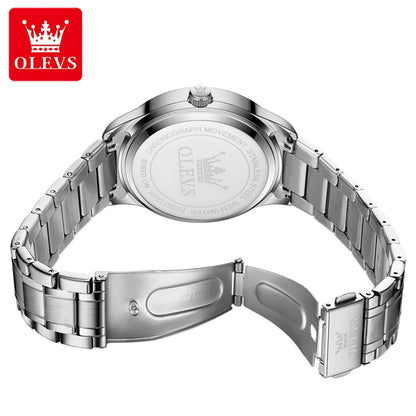 Orologio da uomo al quarzo OLEVS 9906, modello quadrato impreziosito da diamanti, cinturino in acciaio inossidabile, impermeabile, con doppio calendario; un orologio da polso di lusso, originale, ideale per l’ambiente professionale.