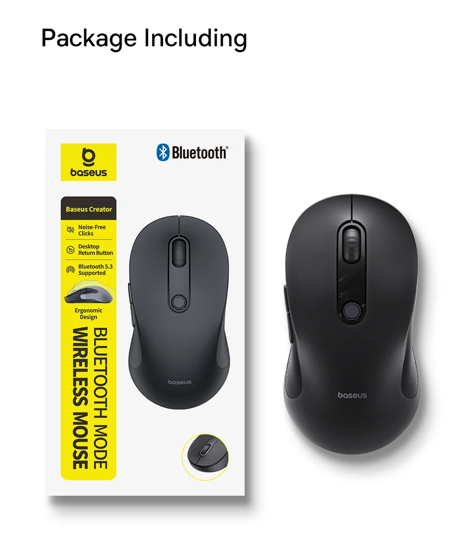 Baseus Wireless Mouse Bluetooth 5.3 2.4GHz Ergonomic 7 Silent Buttons Free Mouse Pad for MacBook Tablet Laptop Computer PC Mice
