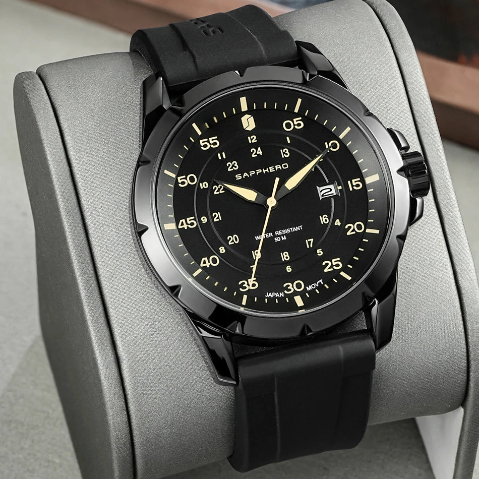 Orologio da uomo SAPPHERO – Orologio al quarzo di lusso, impermeabile fino a 50 m, dotato di un meccanismo importato e di una cassa in acciaio inossidabile – Un’idea regalo ideale per l’uomo.