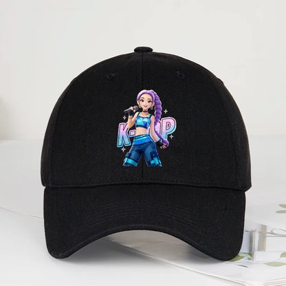 K-POP Purple Hair Idol Cartoon Print Baseball Cap Men Women Y2K Streetwear  Adjustable Dad Hat Sun Hat