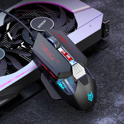 1K Hz Gaming Mouse Wired APAYADO T4 RGB Mouse with Ultra-light Cord 60IPS,12800DPI for Laptop/Computer