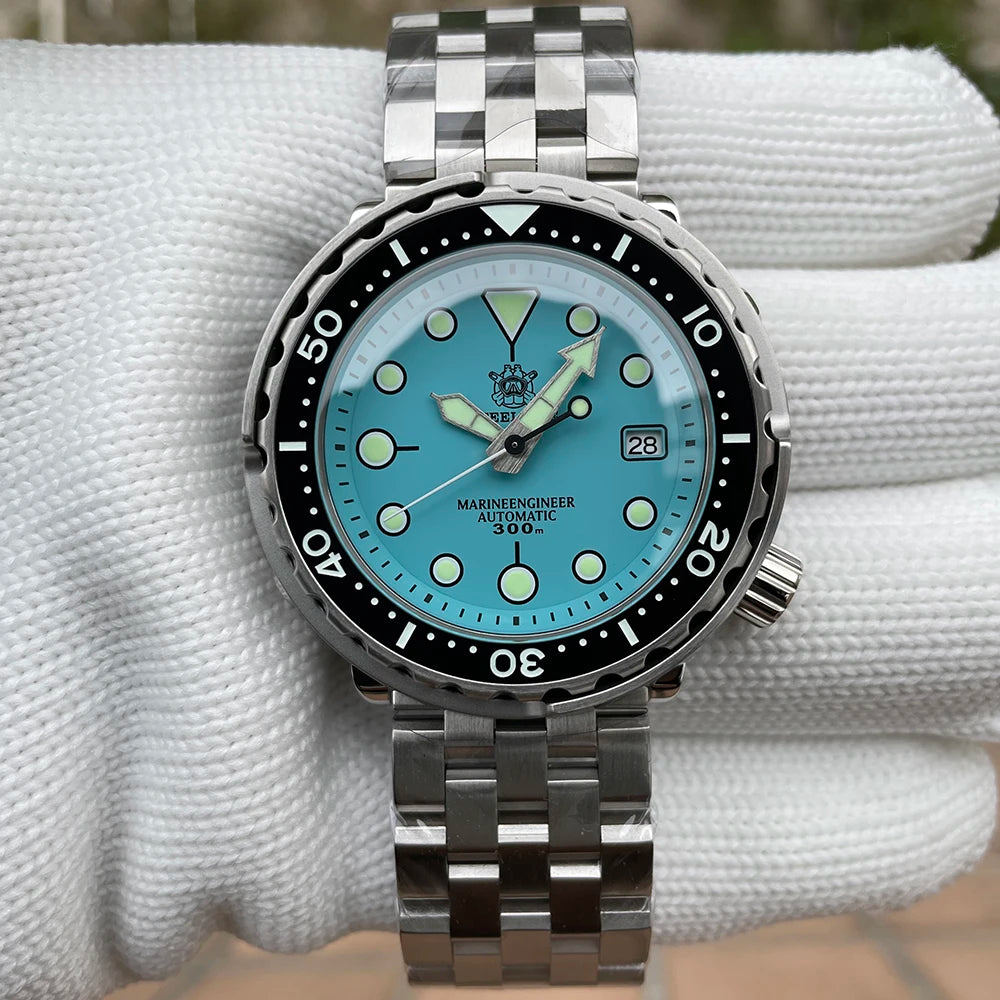 STEELDIVE SD1975 Mens Automatic Watches Men Dive Watch 300m Waterproof Mechanical Wristwatch C3 Luminous Clock Sapphire Mirror