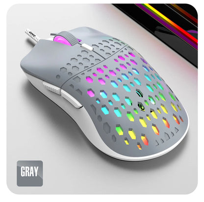 OnePlus G701 Wired 6 Keys Mouse Honeycomb Perforated Colorful Lighting Gaming And Office For Microsoft Windows Apple IOS System