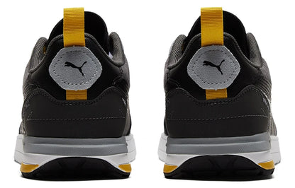 Chaussures de sport basses Puma R22, en tissu et cuir synthétique, double couche de cuir de vache, confortables, style lifestyle, noir et gris, 383834-02