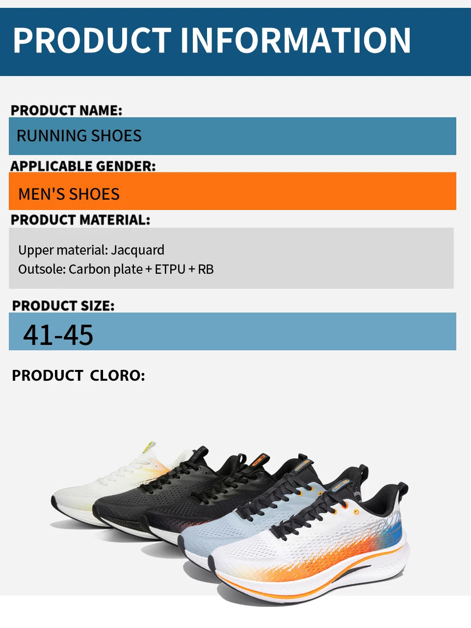 Baasploa Herren-Joggingsportschuhe mit Carbonplatte, professioneller Dämpfung, atmungsaktive rutschfeste Outdoor-Laufsneaker
