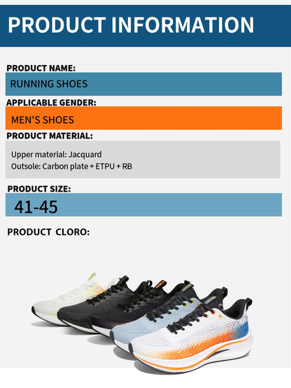 Baasploa Herren-Joggingsportschuhe mit Carbonplatte, professioneller Dämpfung, atmungsaktive rutschfeste Outdoor-Laufsneaker