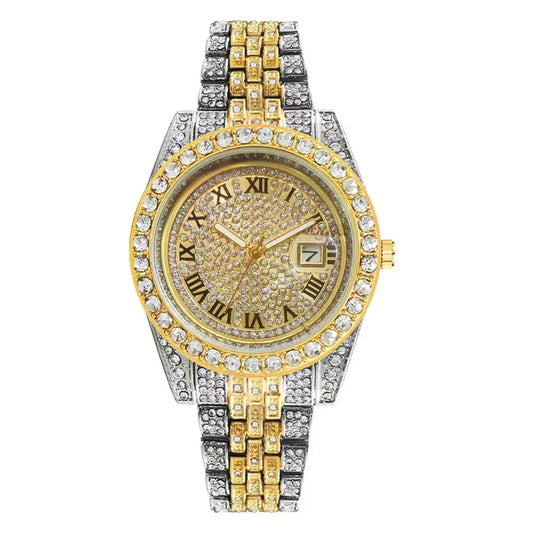 New Luxury Diamond Watch for Men Women Hip Hop Iced Out Watch Unisex Quartz Wristwatch Date Clock Relogio Masculino Dropshipping