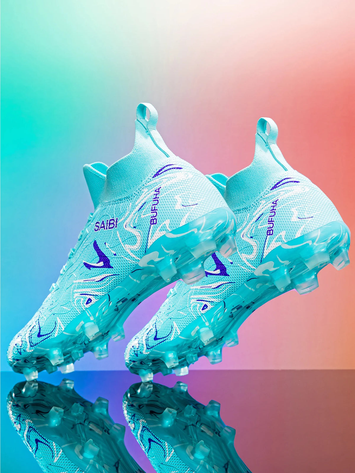 Chaussures de football montantes 2026 avec crampons FG longs et crampons TF, adaptées aux hommes et aux femmes, respirantes et antidérapantes