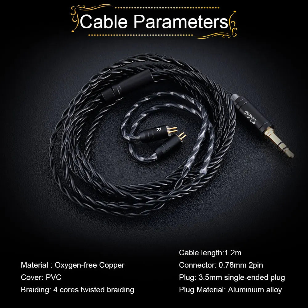 Celest Wyvern Black In Ear Earphone Monitor With Microphone Hifi Music Headphone IEMs Wired Gaming Earbuds For Gifts