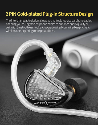 KZ AS16 PRO X in Ear Earphone 8 Balanced Armature Headset Three-Channel Acoustic Duct Structure HiFi Headphones ZSX ZAR ZS10PROX
