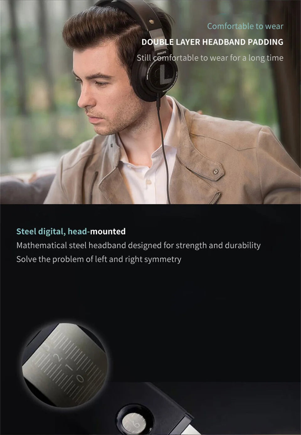 Philips SHP9500 Headphone HiFi Stereo Wired Earphone Computer Online Learning Earbuds Esports Game 3.5mm 6.3mm Universal Headset