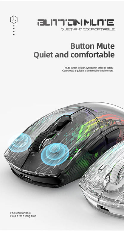 Attack Shark X2PRO Bluetooth Mouse, Tri-Mode , RGB Lights, Magnetic Charging ,Transparent, Battery Indicator, Computer Phone