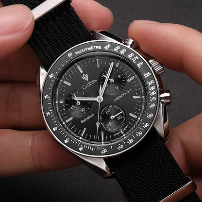 CADISEN Neue Herrenuhren Luxuriöse Quarz-Armbanduhr für Herren Saphirglas mit AR-Beschichtung Canvas VK68 Speed Chronograph Automatik