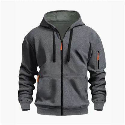 Men's Sweatshirts with Zipper Pockets Thin Solid Color Half Tracksuit Casual Outdoor Hooded Tracksuit Long Sleeve Jacket Coats