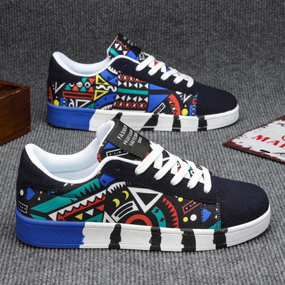 Nouvelles Chaussures de Skateboard Tendance pour Hommes – Baskets Décontractées Antidérapantes en Toile à Motifs pour la Marche en Extérieur – Zapatos Sportifs pour Homme