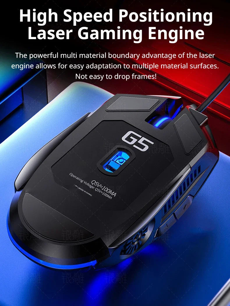 G5 Mute Wired Mouse Six Keys Luminous Game E-Sports Machinery Computer Accessories Gaming Mouse for Laptop Desktop