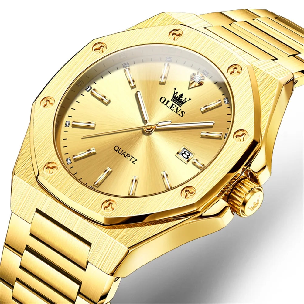 Montres OLEVS pour homme : montre de luxe classique à quartz, argentée et bleue, étanche, en acier inoxydable, luminescente, Reloj Hombre