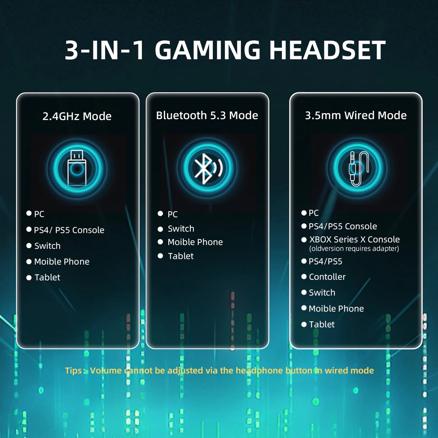 ATTACK SHARK L80PRO 3-IN-1 Gaming Headset can make more stable connection & low-latency,dual microphone design ,40mm