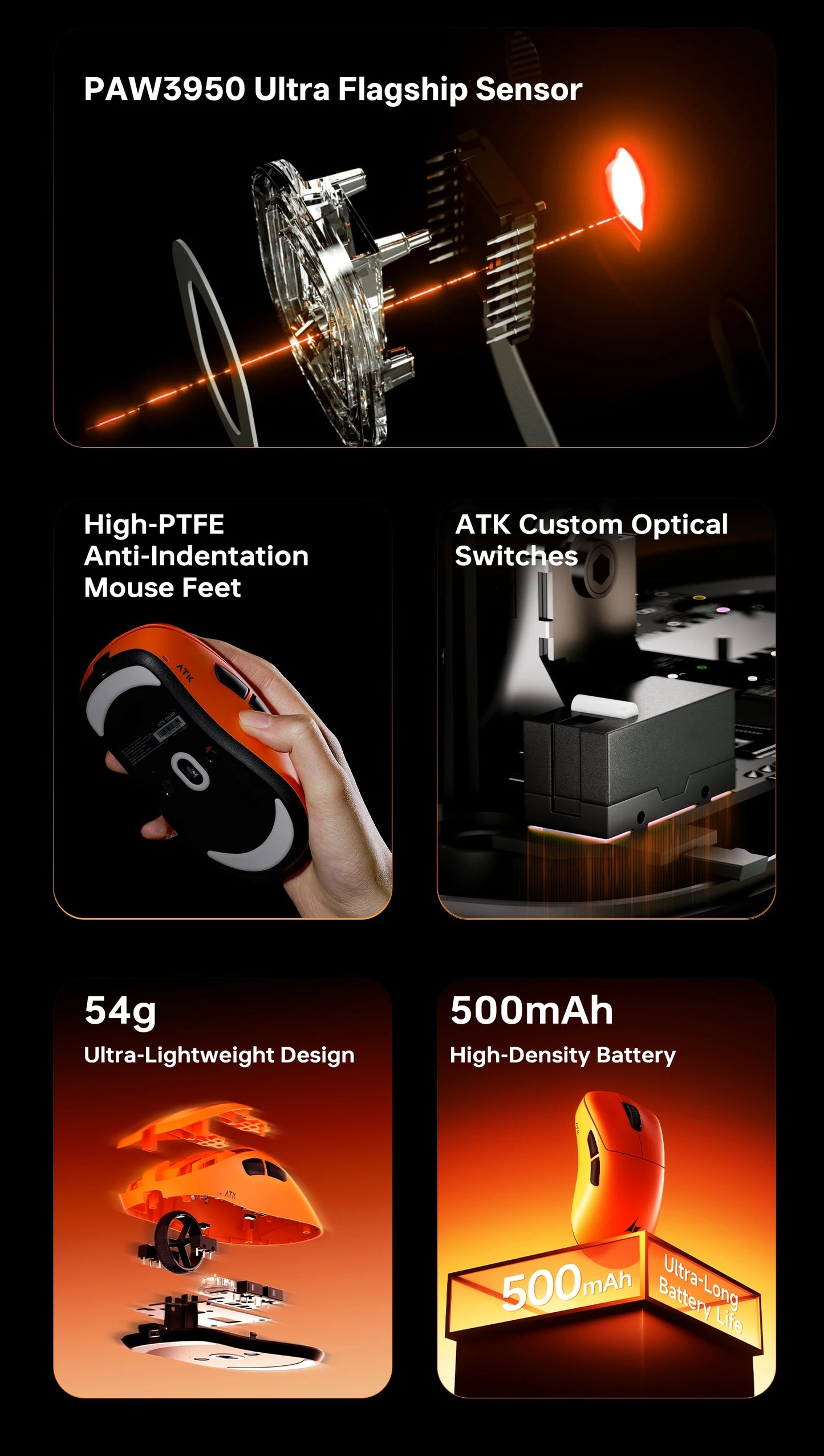 ATK Blazing Sky Z1 V2 Ultimate Wireless Mouse PAW3950 Ultra Dual 8K Gaming Mouse Ergonomic Self Developed Medium Large Hand