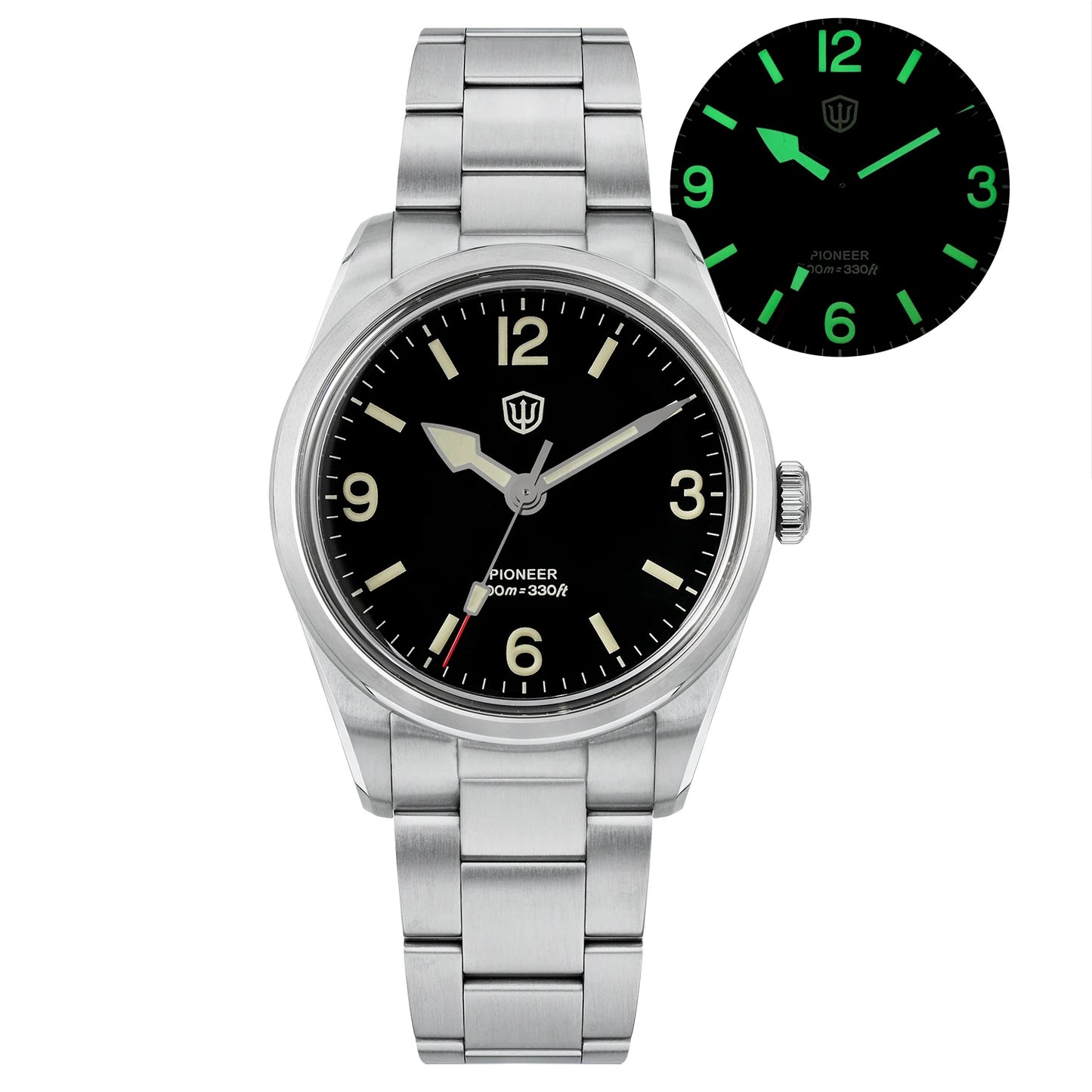 Watchdives WD1960S V2 36.5mm Quartz Watch VH31 Sweep Seconds Vintage Style Sapphire Crystal BGW9 Lume 100M Waterproof Steel