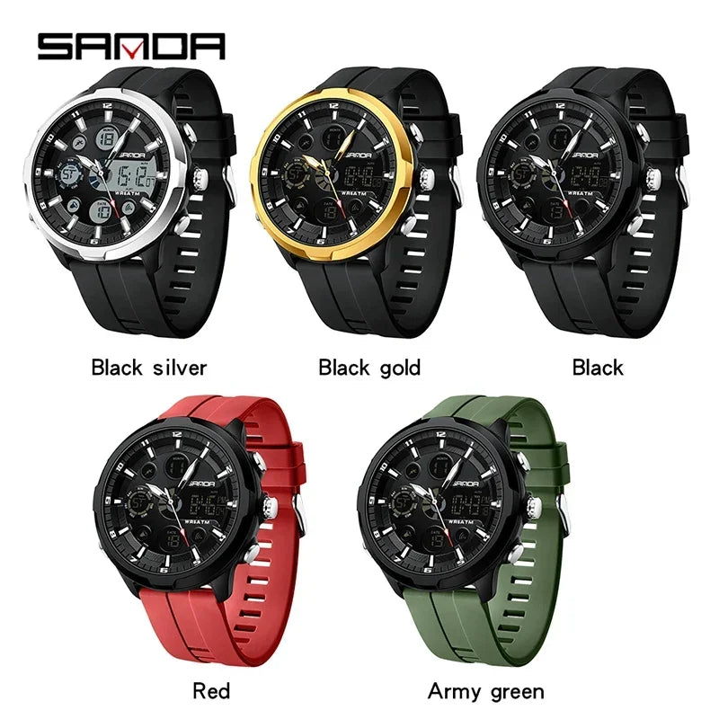 SANDA 9053 G Montres de sport militaires pour homme Montre numérique de luxe Montre-bracelet à quartz étanche jusqu’à 50 m pour homme Relogios Masculino