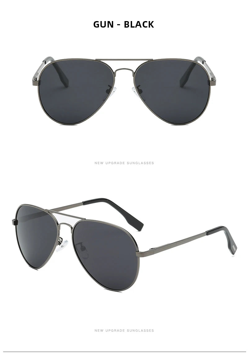 Classic Big Pilot Polarized Sunglasses Men Luxury Metal Black Aviation Sun Glasses Male Fashion Driving Vacation Shades UV400