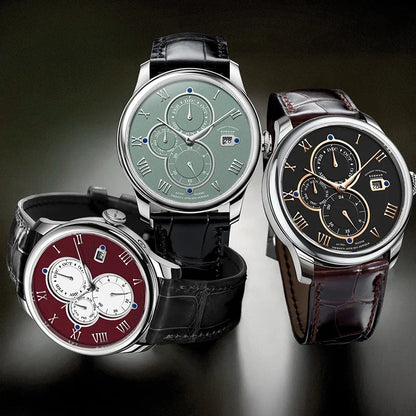 Luxury Brand BORMAN Automatic Mechanical Men's Watches Sapphire 50M Waterproof Multi-function Dial Retro Leather Clocks BM18011