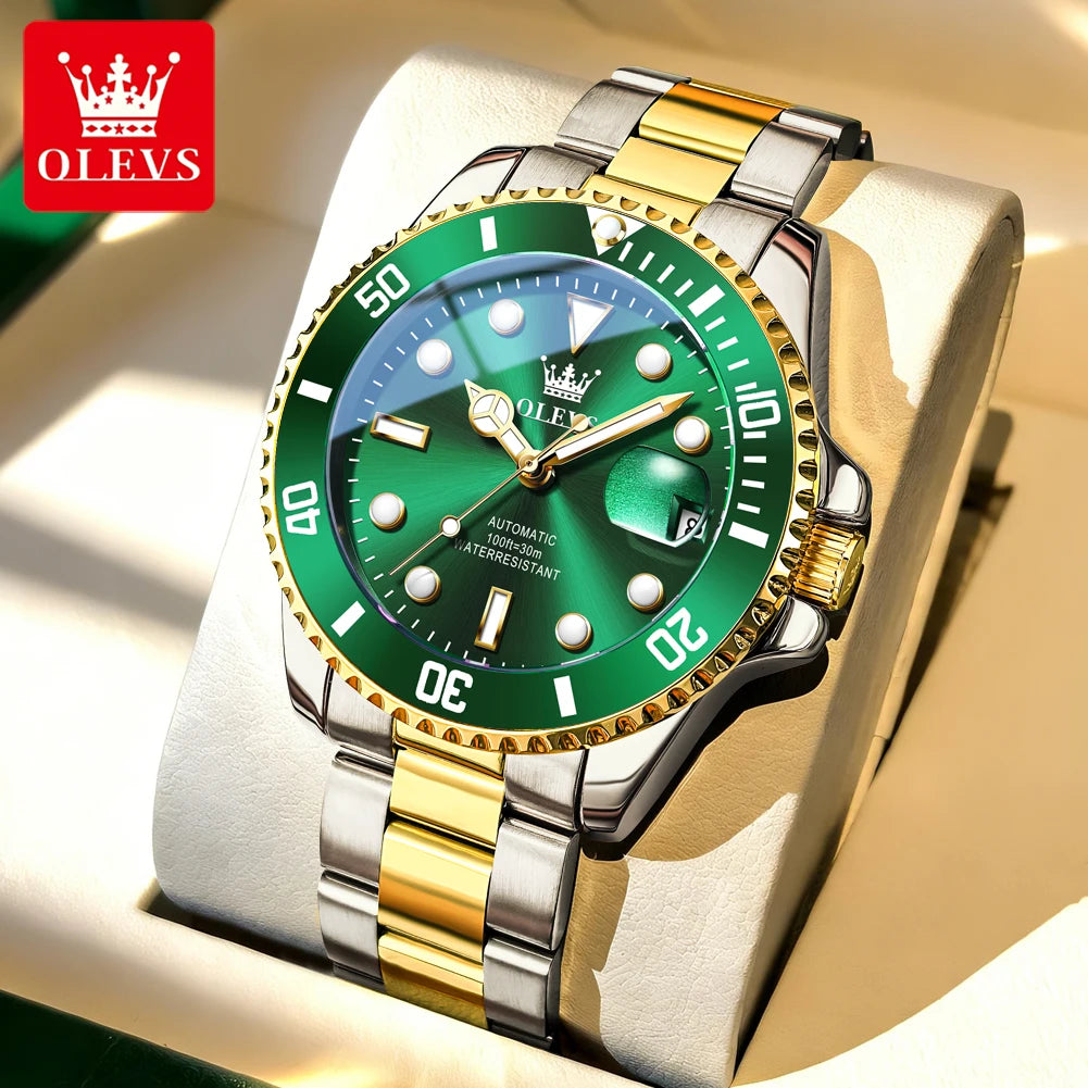 Orologio meccanico automatico di lusso da uomo OLEVS 6650 – Impermeabile, luminescente, bracciale in acciaio – Orologio da polso da uomo, stile professionale, marca prestigiosa