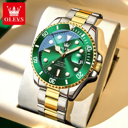 Orologio meccanico automatico di lusso da uomo OLEVS 6650 – Impermeabile, luminescente, bracciale in acciaio – Orologio da polso da uomo, stile professionale, marca prestigiosa