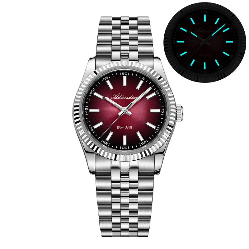 Orologio da uomo ADDIESDIVE AD2073 nuovo, vetro zaffiro, 36mm, VH31, quadrante sunburst, quarzo, impermeabile 10Bar, da immersione, luminoso