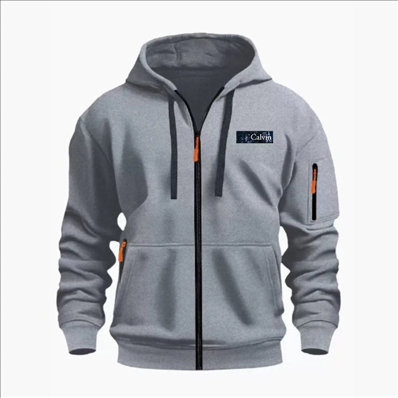Men's Sweatshirts with Zipper Pockets Thin Solid Color Half Tracksuit Casual Outdoor Hooded Tracksuit Long Sleeve Jacket Coats
