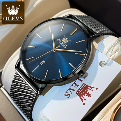 OLEVS 5869 Men's Watch Japan Quartz Movement Thin Case Fashion Waterproof Watch For Men Calendar Simple Original Male Wristwatch