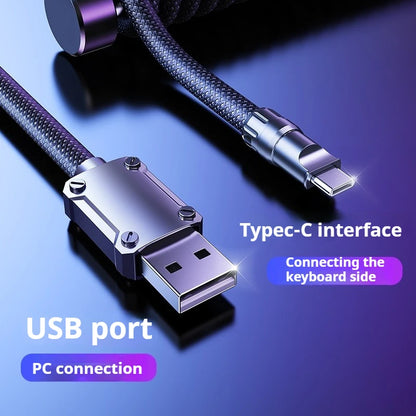 EARY Coiled Keyboard Cable USB to Type-C Detachable Aviator Cable, 1.2M Mechanical Gaming Keyboard Cable for PC, Laptop & Custom Keyboards