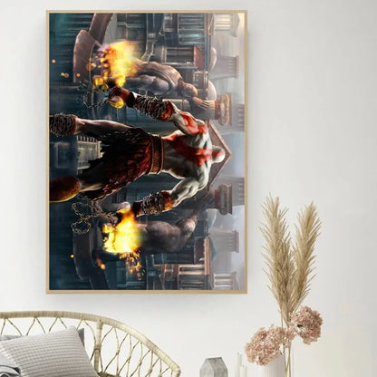 Póster del juego «God of War» - Póster de cine vintage para hacer tú mismo - Cuadro decorativo - Pegatinas para el estudio - Cuadro de pared de tamaño pequeño