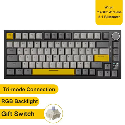 AK820 Wired Full-Key Hot-Swap Keyboard Removable USB Port White/Ice Blue Backlight Premium Sense Colorway