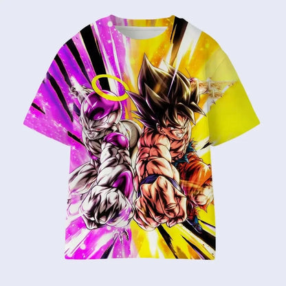 Summer 2026 Dragon Ball 3D T-shirt Oversized Majin Vegeta Blue Lightning Print Breathable Gym Streetwear Unisex Men Women Kids