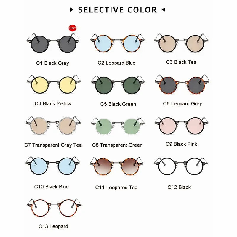 Runde Sonnenbrillen für Männer und Frauen, Retro-Steampunk-Sonnenbrillen, Herren- und Damenbrillen, Marken-Designerbrillen, Metallrahmen, Sonnenbrillen, Oculos De Sol