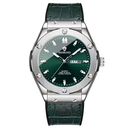Herrenuhr, lässiger Stil, Lederarmband, Automatik- oder Quarzmodell, Luxusaccessoire, ideale Geschenkidee, trendige Armbanduhr.
