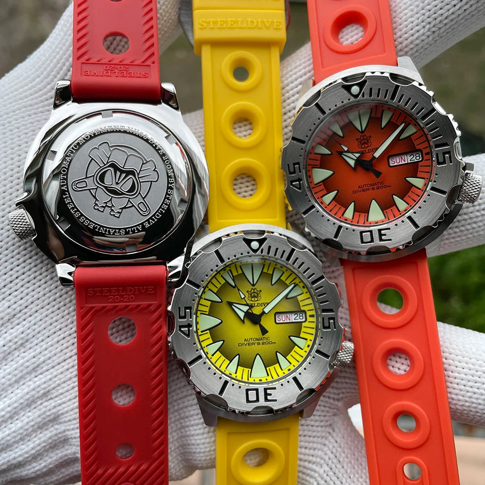 STEELDIVE SD1984 Monster Steel Strap Mechanical Watch NH36 Movt Sapphire Crystal 200M Waterproof Swiss Super Luminous Wristwatch