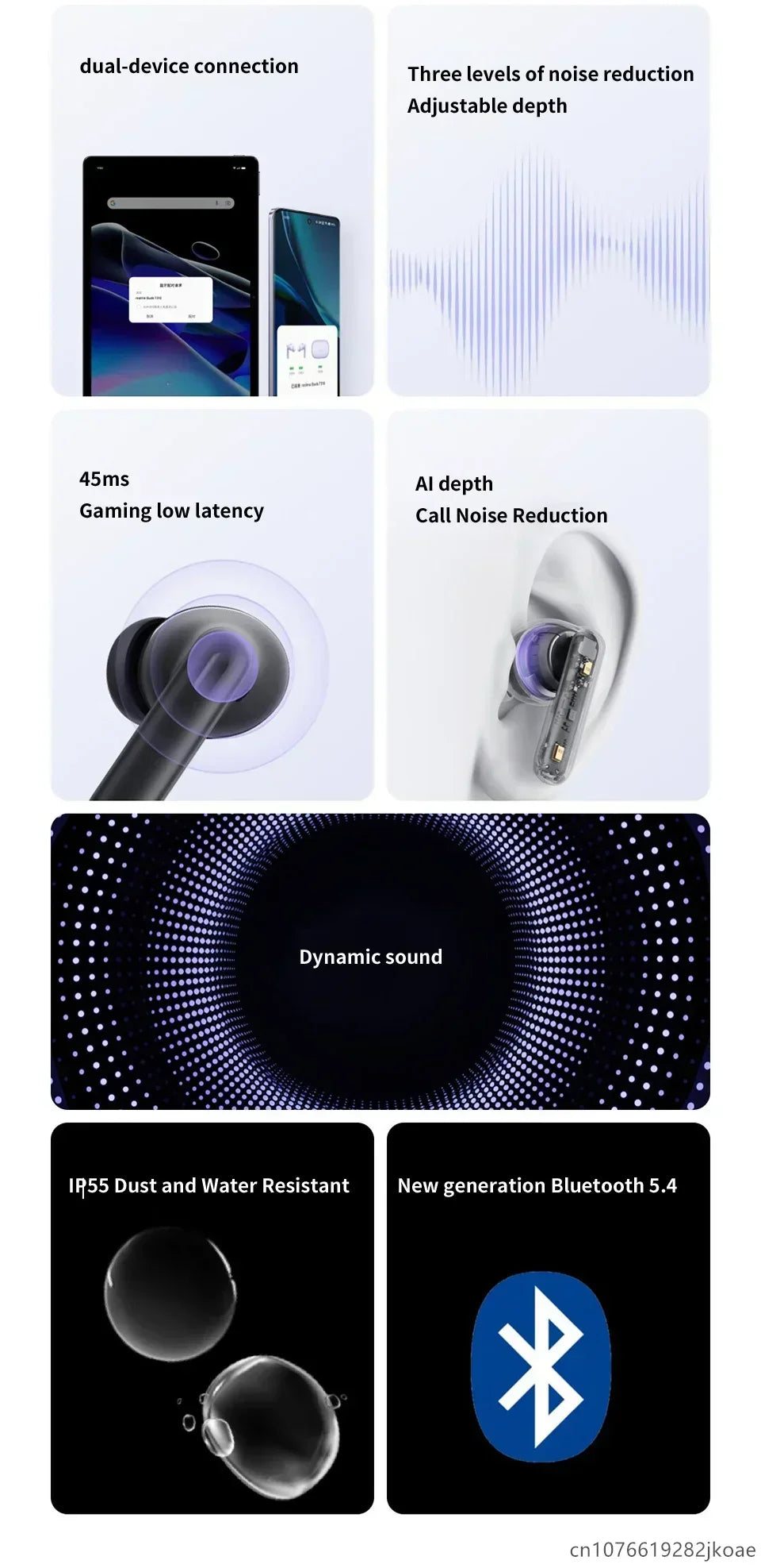 realme Buds T310 Earphones 46dB Active Noise Cancelling HiFi Wireless Headphones Bluetooth 5.4 Game Music Headset Long Standby