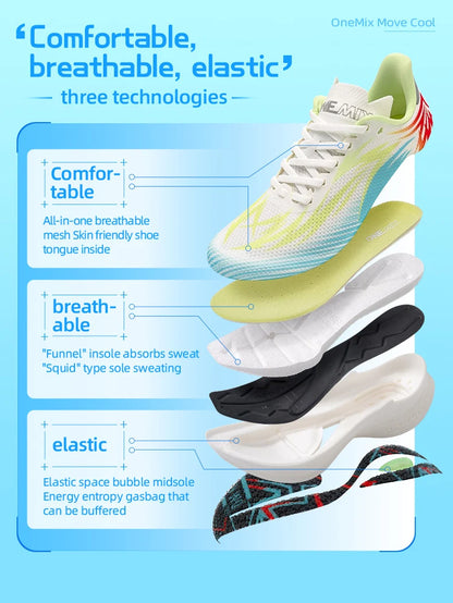 ONEMIX 2026 New Arrival Training Running Shoes for Men, Full Sole Nylon Plate Sport Shoes, Breathable Summer Female Jogging Shoes