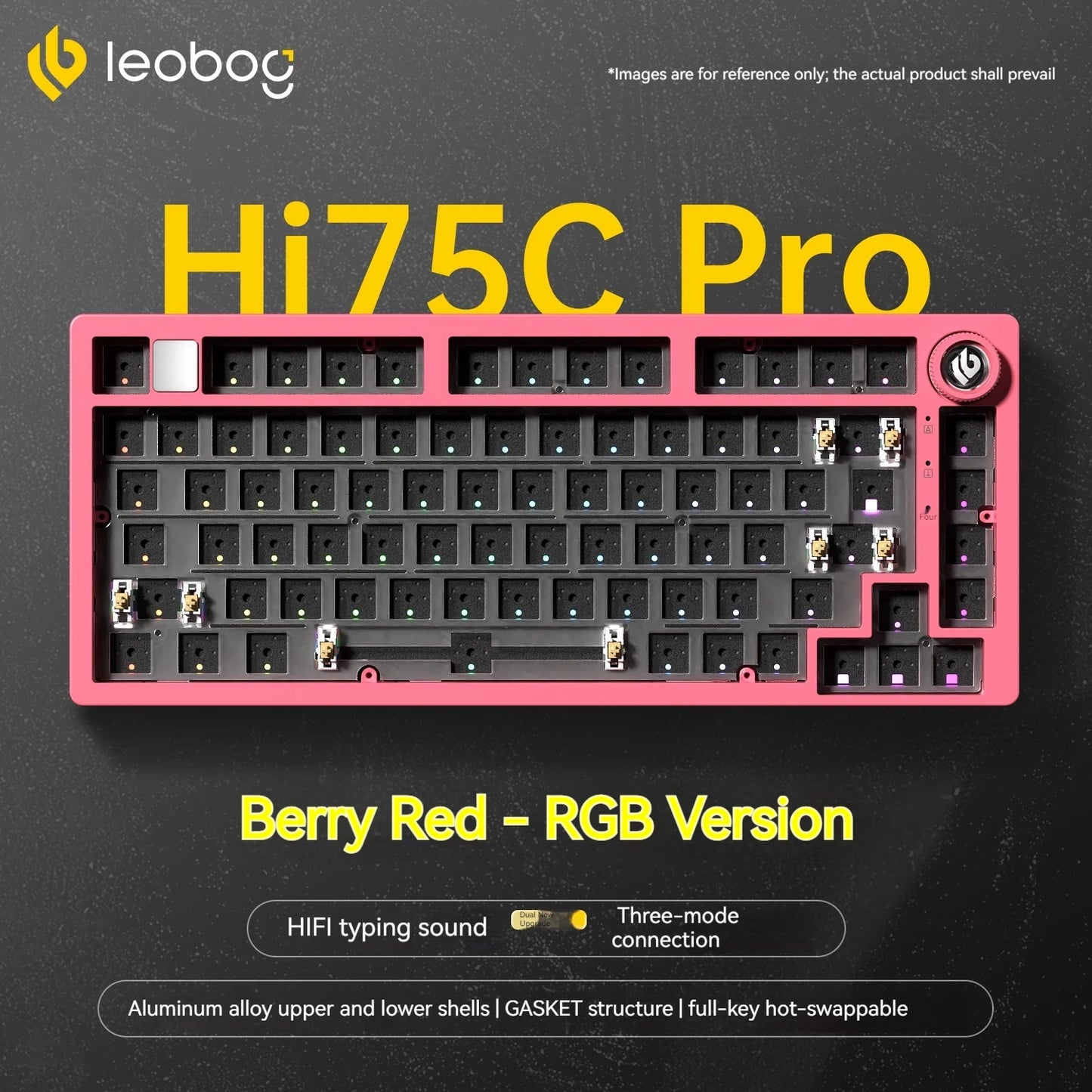 LEOBOG Hi75C Mechanical Wireless Keyboard Aluminium 3-Mode With Knob Hot Swap RGB Gasket Hi75C Gaming Keyboard Customization PC